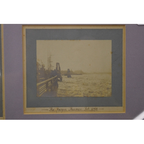 344 - A set of three photographs depicting the frozen Thames, February 1895, mounted as one together with ... 