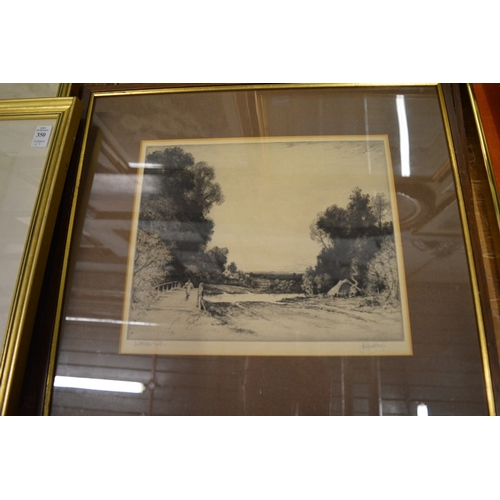 349 - John Fullwood, group of three framed etchings.