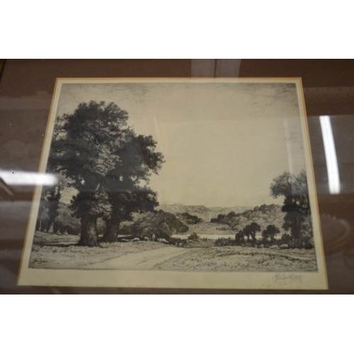 349 - John Fullwood, group of three framed etchings.