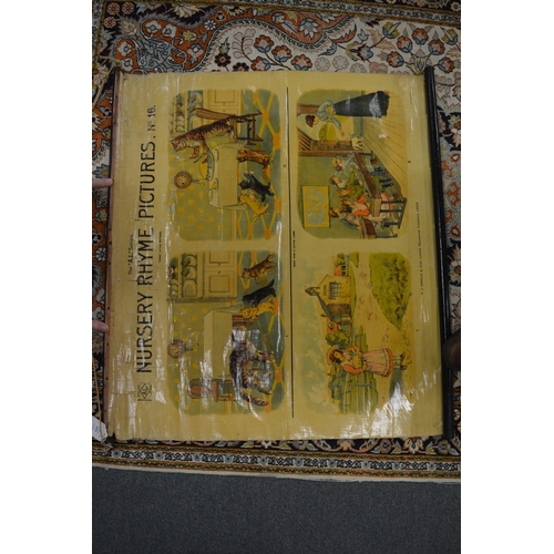 355 - Two A.L. Series nursery rhyme chromolithographic posters, The Pig went to Market and Three Little Ki... 