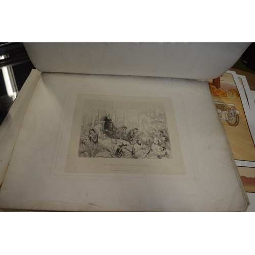 398 - A group of unframed prints and engravings etc.