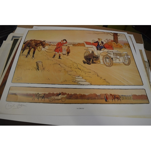 398 - A group of unframed prints and engravings etc.