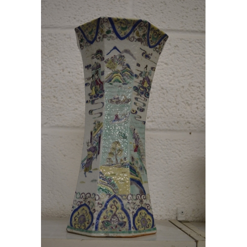 436 - A good Chinese octagonal shaped vase decorated with figures.