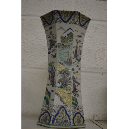 436 - A good Chinese octagonal shaped vase decorated with figures.