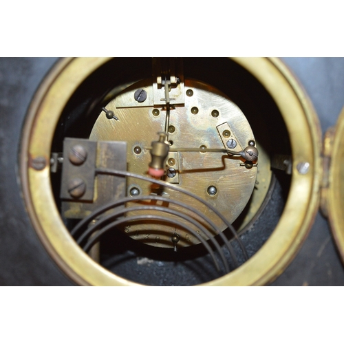 515 - A Victorian slate mantel clock.