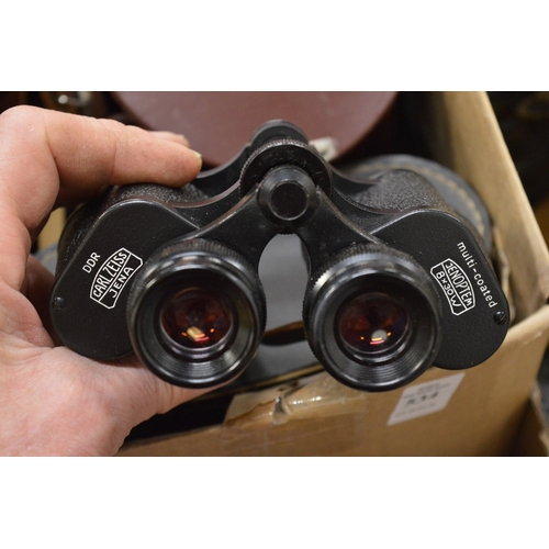 534 - A pair of Carl Zeiss binoculars with leather case and other binoculars etc.