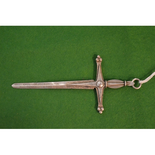 777 - A small silver presentation sword, possible Masonic.