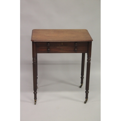 1002 - A GOOD GILLOW MODEL WRITING TABLE with plain rising top opening to reveal a leather writing surface ... 