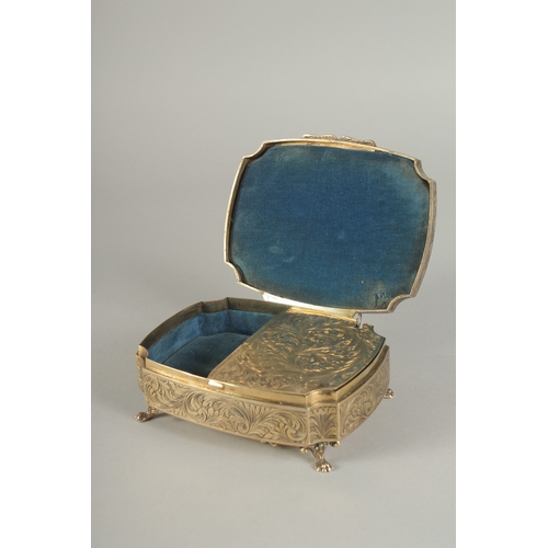 A SUPERB .800 SILVER AND PORCELAIN RUSSIAN JEWELLERY BOX, the lid with ...