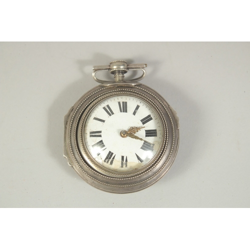 1641 - A SILVER POCKET WATCH VERGE, in a tortoiseshell case.