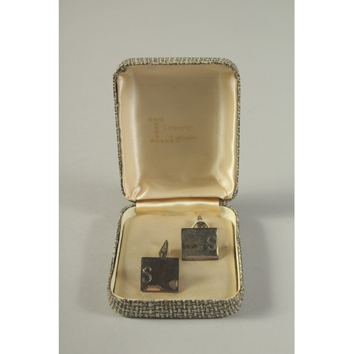 1647 - A PAIR OF LIBERTY SILVER CUFFLINKS, cased.