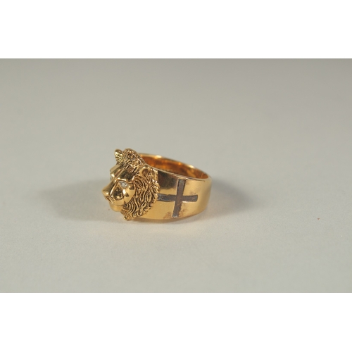 1648 - A PRIDE OF ENGLAND LION'S HEAD MEN'S RING, boxed.