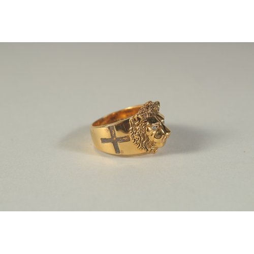 1648 - A PRIDE OF ENGLAND LION'S HEAD MEN'S RING, boxed.