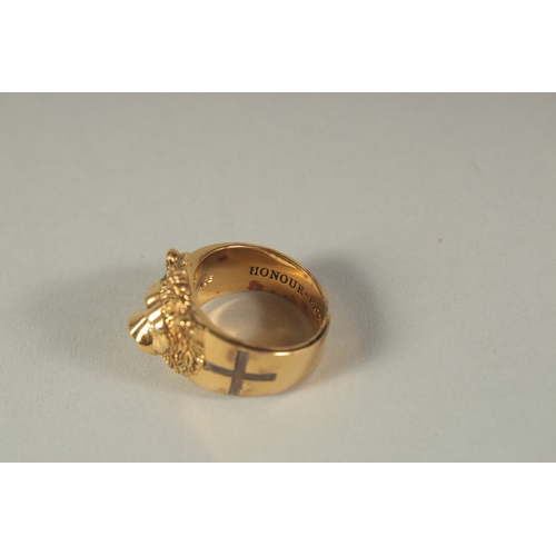 1648 - A PRIDE OF ENGLAND LION'S HEAD MEN'S RING, boxed.