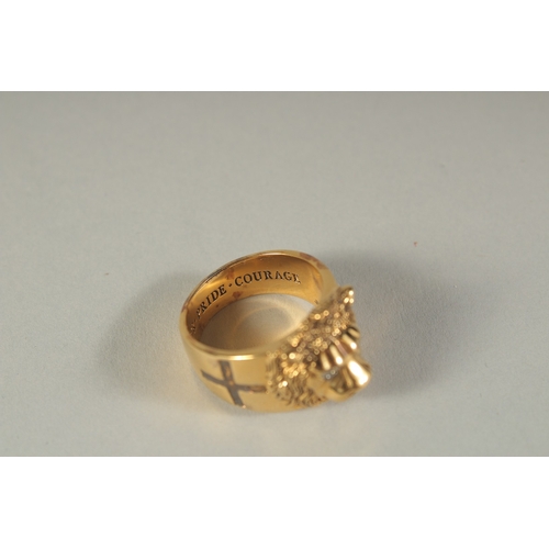 1648 - A PRIDE OF ENGLAND LION'S HEAD MEN'S RING, boxed.