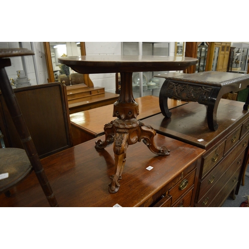 229 - A walnut tripod occasional table.