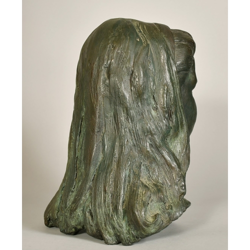 122 - Robert Hunt SPS Circa 1996, a bronze bust of a young woman, signed with initials, 13.5