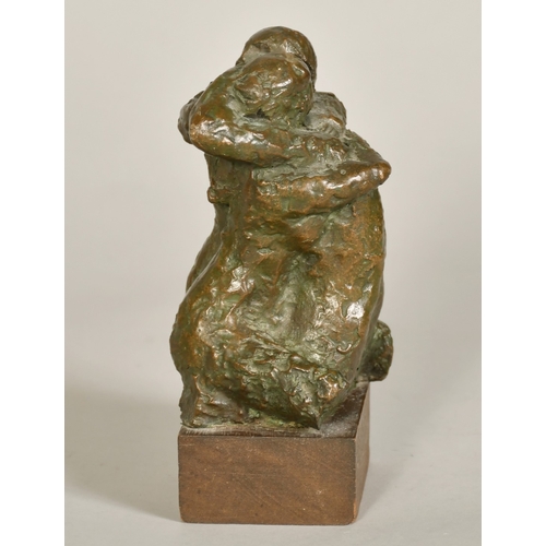 124 - Alan Thornhill (1921-2020), 'The Embrace', bronze, 1 of 6, signed, on a wooden plinth, 6.75