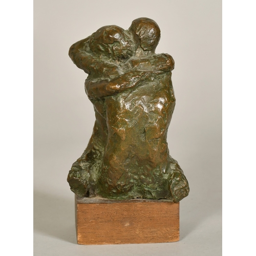 124 - Alan Thornhill (1921-2020), 'The Embrace', bronze, 1 of 6, signed, on a wooden plinth, 6.75