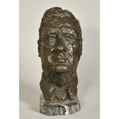 125 - Samuel Tonkiss (1909-1992), a bronze bust of Laurence Stephen Lowry, signed and numbered 5/6, with f... 