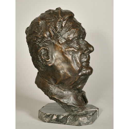 125 - Samuel Tonkiss (1909-1992), a bronze bust of Laurence Stephen Lowry, signed and numbered 5/6, with f... 