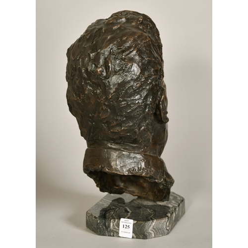 125 - Samuel Tonkiss (1909-1992), a bronze bust of Laurence Stephen Lowry, signed and numbered 5/6, with f... 