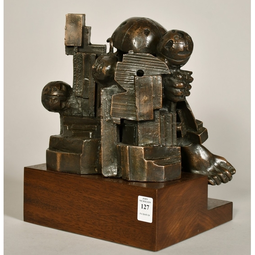 127 - Sir Eduardo Paolozzi KBE, RA, HRSA (1924-2005), a Maquette for 'Great Ormond Street', bronze, on a w... 