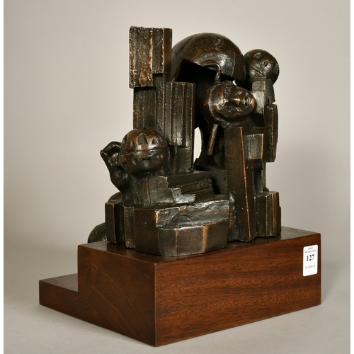 127 - Sir Eduardo Paolozzi KBE, RA, HRSA (1924-2005), a Maquette for 'Great Ormond Street', bronze, on a w... 