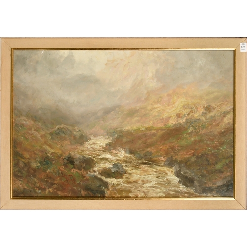 130 - Attributed to John Falconar Slater (1857-1937), a river landscape with mist shrouding nearby mountai... 