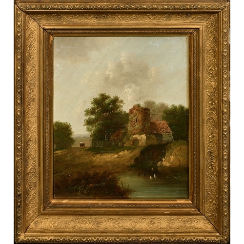 131 - Patrick Nasmyth (1787-1831), figure on a horse and cart by a country mill, oil on canvas, signed, 12... 