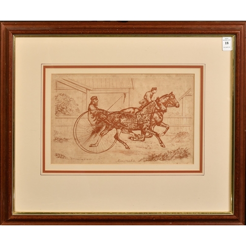 18 - Walter W.  Winnans 1852-1920, American, Trotting,  Engraving, signed and dated 1883 in the plate, pl... 