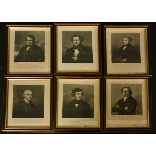 22 - A collection of twenty-nine mid-19th Century framed engravings of notable scientists with facsimile ... 