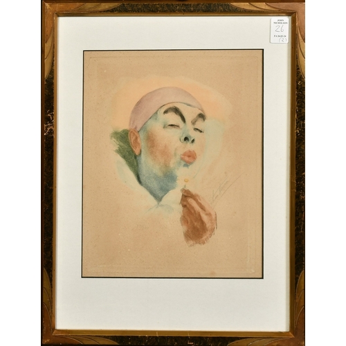 26 - Armand Henrion (1875-1958), a pair of scenes of Pierrot, one smoking a cigarette and the other holdi... 