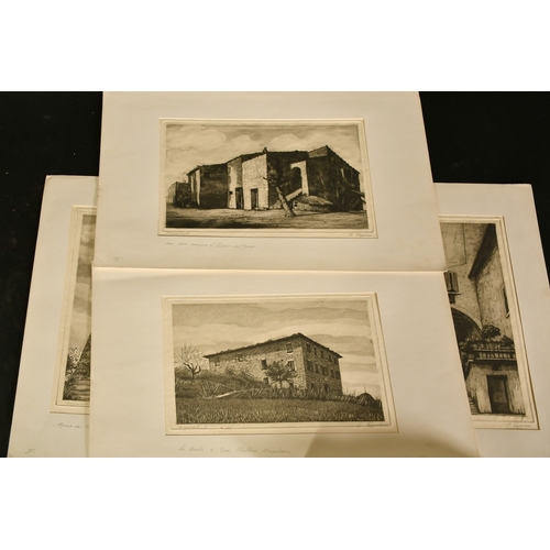 27 - Giuseppe Papiani, a group of eleven etchings depicting buildings and views relating to the life of M... 