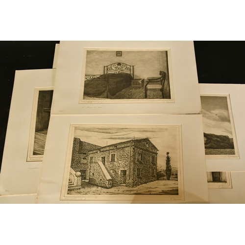 27 - Giuseppe Papiani, a group of eleven etchings depicting buildings and views relating to the life of M... 