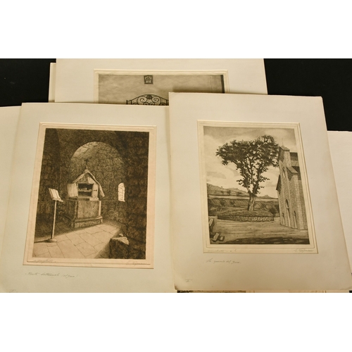 27 - Giuseppe Papiani, a group of eleven etchings depicting buildings and views relating to the life of M... 