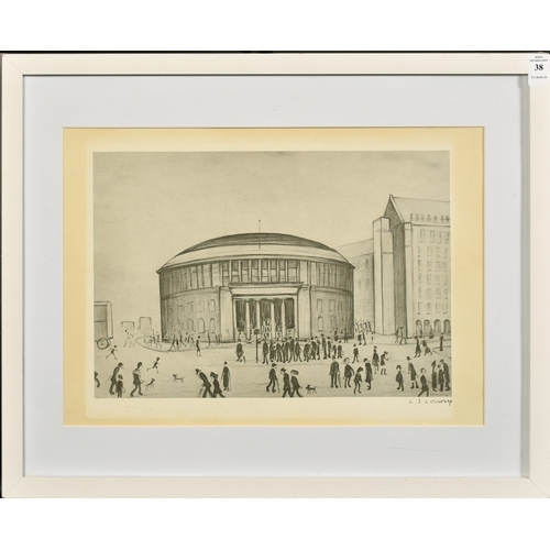 38 - Laurence Stephen Lowry (1887-1976), 'The Reference Library', print, signed and with the Fine Art Tra... 