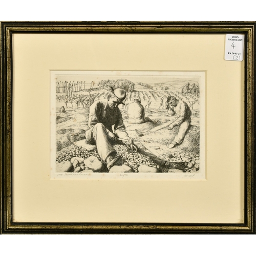 4 - Hubert Andrew Freeth (1912-1986), 'The Stonebreakers', etching, signed with initials, inscribed in p... 