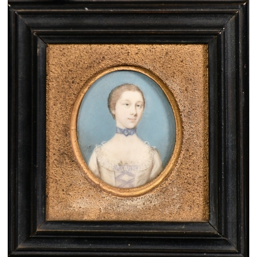 43 - Gervase Spencer (1715-1763), a miniature portrait of a lady, possibly Charlotte Pringle, watercolour... 