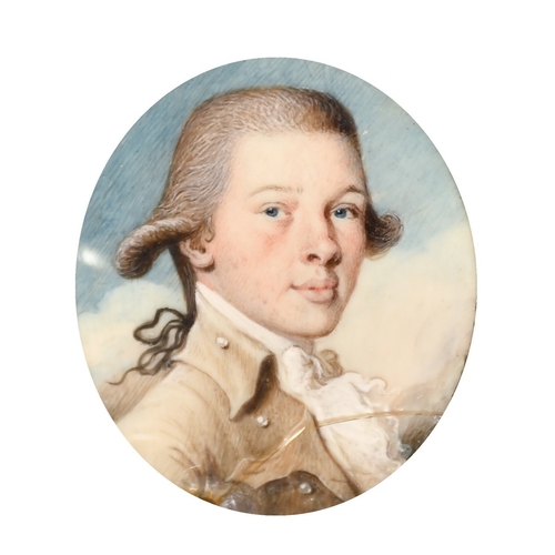 45 - Attributed to Philip Jean (1755-1802), a miniature portrait of a young gentleman, watercolour and bo... 