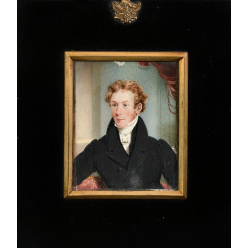 47 - J. Moore, English School, Circa 1820, a miniature portrait of a young gentleman, watercolour and bod... 