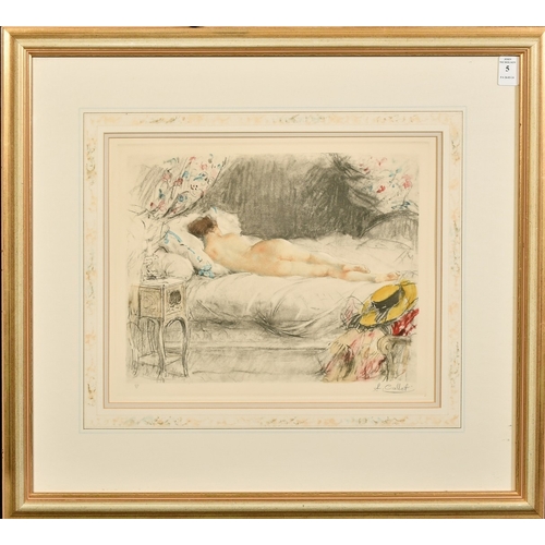 5 - After Antoine Calbet, a sleeping nude female, collotype with printed signature, 10.75