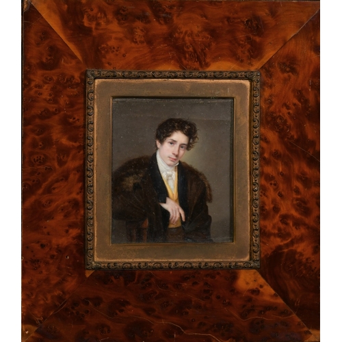 53 - 19th Century, probably Austrian School, a miniature portrait of a young gentleman, watercolour and b... 