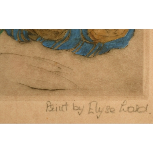 6 - After Elyse Ashe Lord, 'Indian Dilruba', hand coloured print with added pencil inscription, 9.75