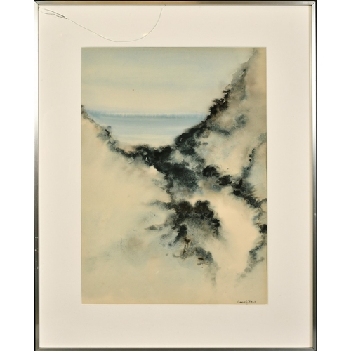 60 - Girand (20th Century) French, 'La Cote Vermeille', a coastal view, watercolour, signed, 23.75