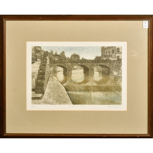 7 - Valerie Thornton (1931-1991), 'The Loir at Vendome', colour etching, signed in pencil, inscribed and... 