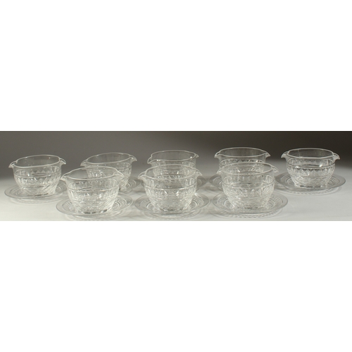 1061 - A GOOD SET OF EIGHT DOUBLE LIP BOWLS AND STANDS.