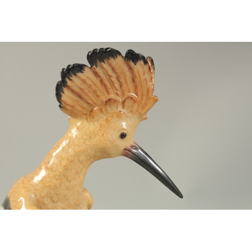 1076A - A MEISSEN HOOPOE, first modelled by Joachim Kaendler. Circa. 1840.  31.2cm high. Cross sword mark in... 