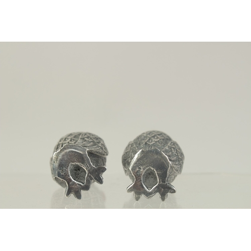 1461 - A PAIR OF OWL SILVER PLATED SALT AND PEPPERS.2.75ins.