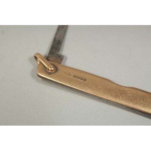 1477 - A 15CT GOLD POCKET KNIFE stamped: 15 & .625. Maker: S Morden & Co.  3ins long.